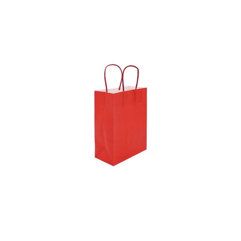 GENERICO - Bolsa De Papel Mediana Rojo 26x22x11cm
