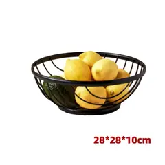 GENERICO - Frutero Metalico Negro Redondo 28X28X10CM