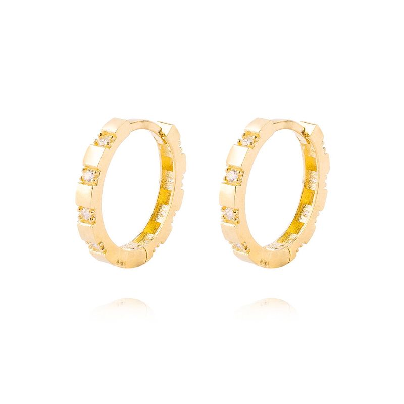 JB JOYAS BARON - Aros de Oro 18kt Argollas Circon 12 mm 9330