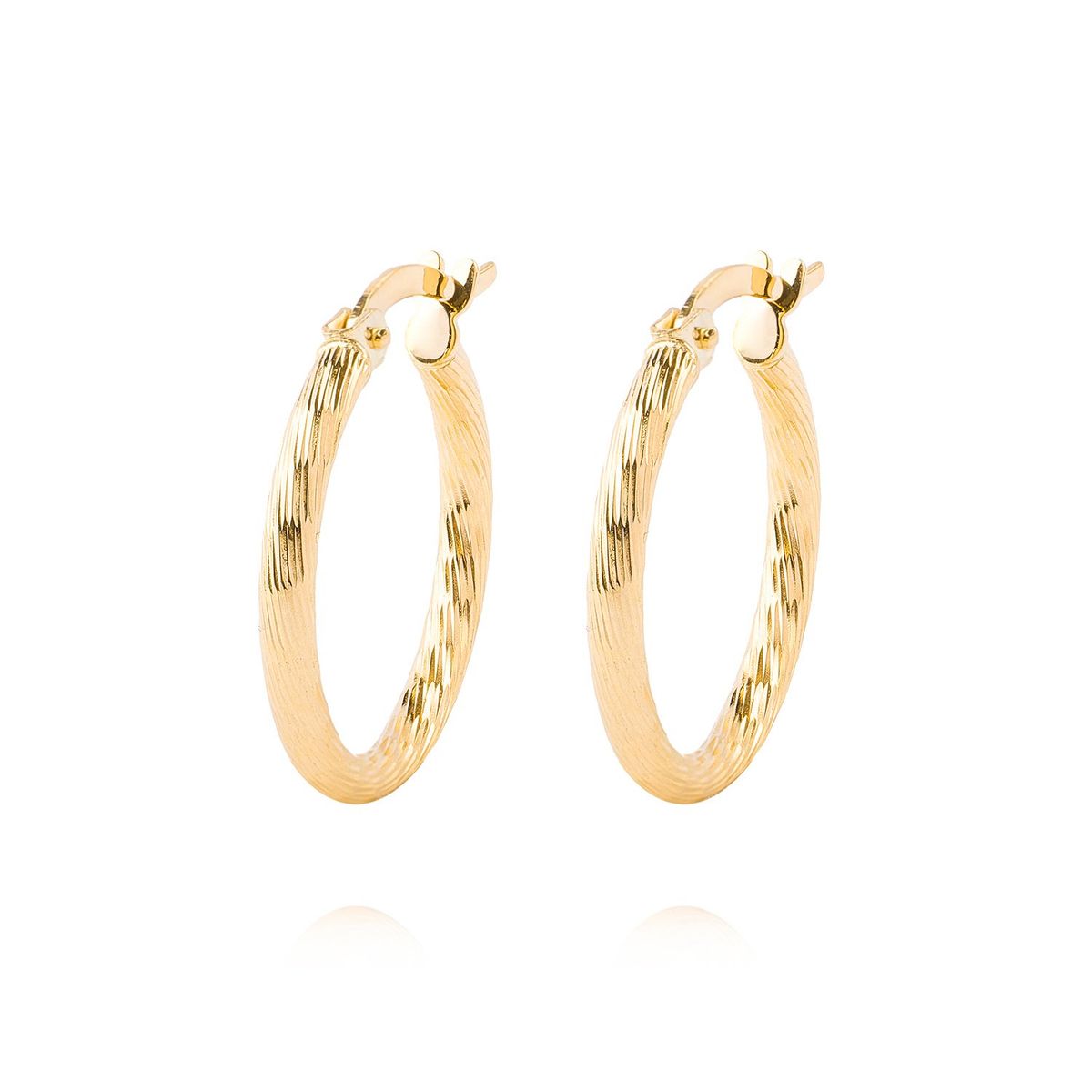 JB JOYAS BARON - Aros de Oro 18kt Argollas Biseladas 2mm