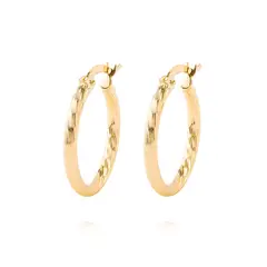 JB JOYAS BARON - Aros de Oro 18kt Argollas Biseladas 2mm