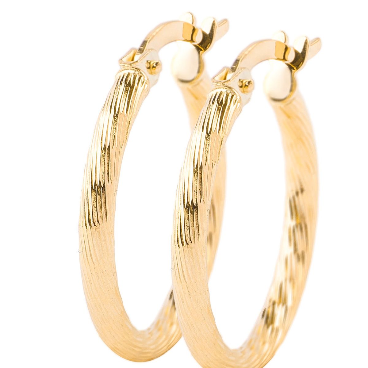 JB JOYAS BARON - Aros de Oro 18kt Argollas Biseladas 2mm