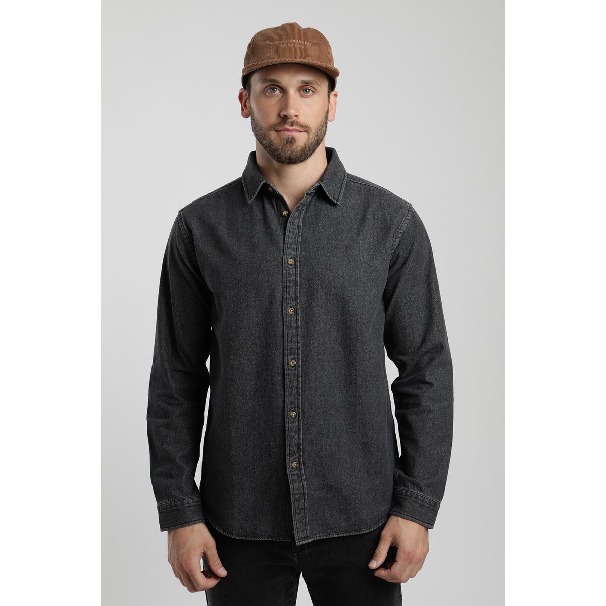 FROENS - Camisa manga larga Denim grafito - Algodón orgánico Froens