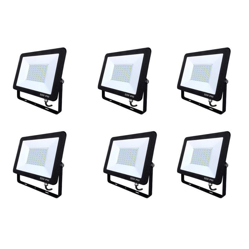 WANT - Foco Proyector Area Led 50w Eco Seguridad Exterior Pack 6