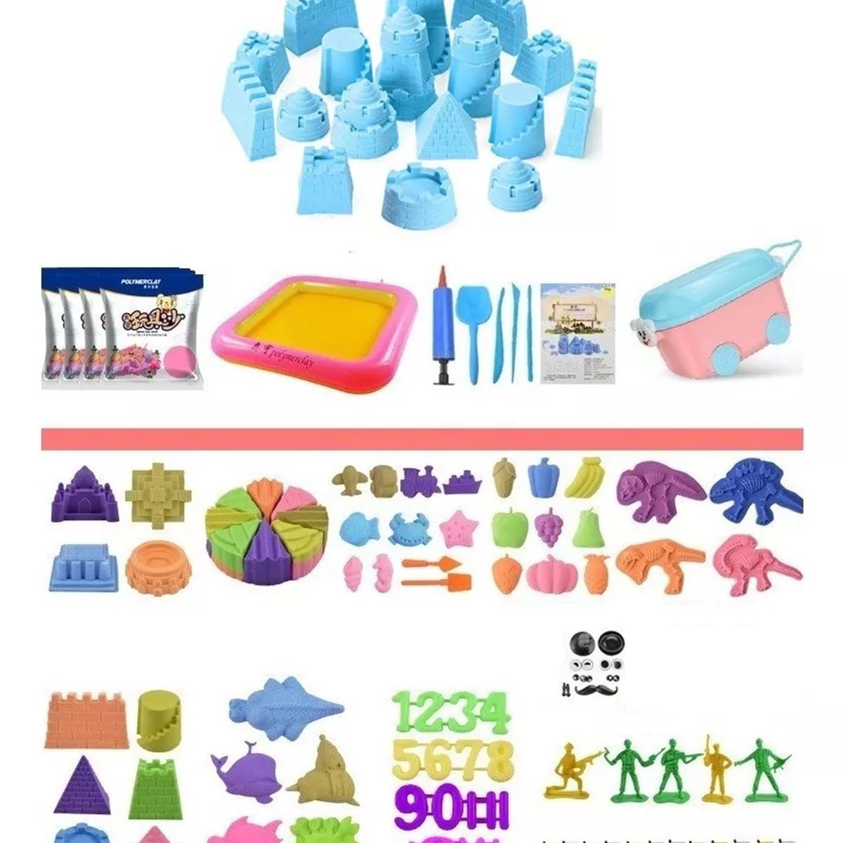 ZG STORE - Set Juego 2 kg Arena Mágica 111 Piezas + Bandeja Inflable