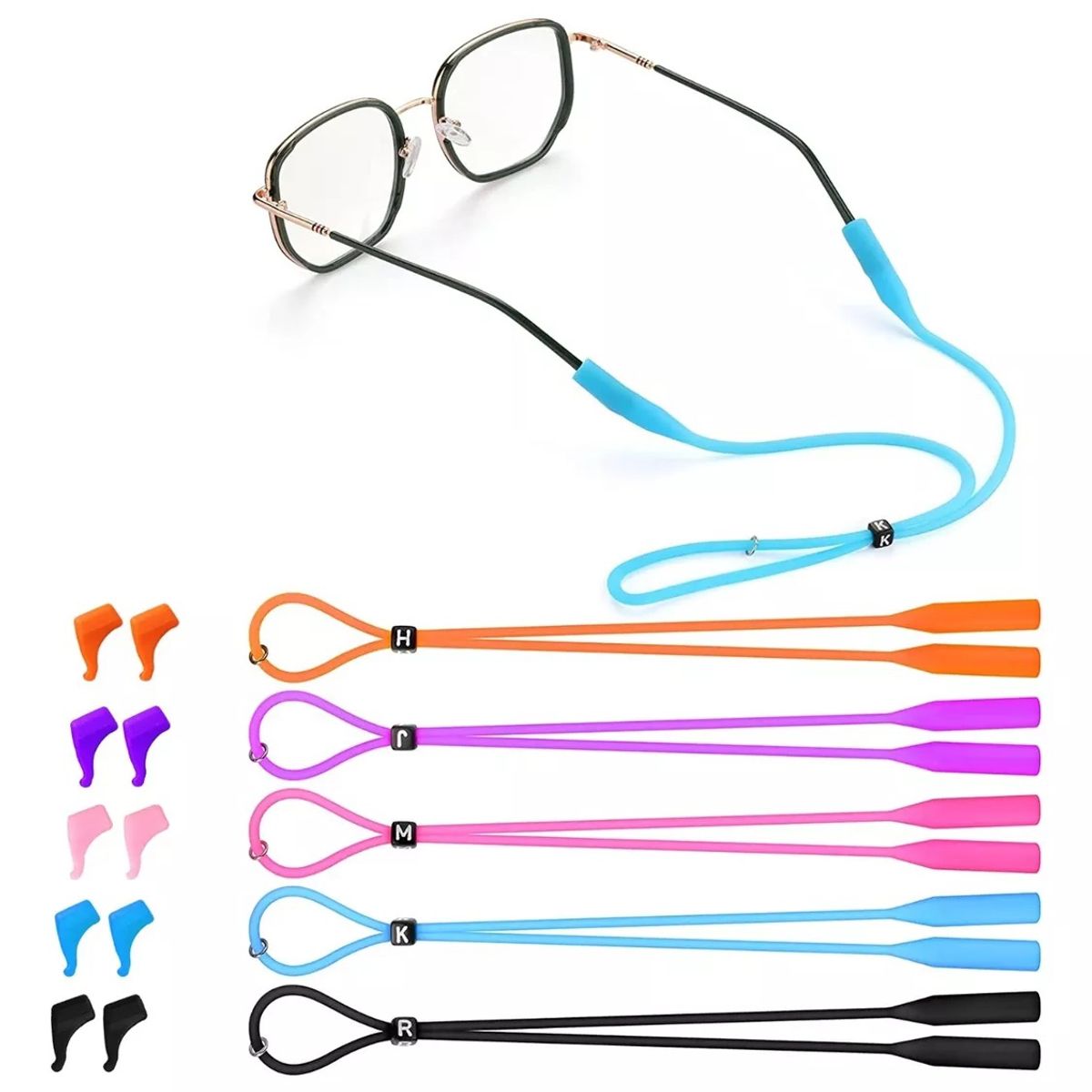 GENERICO - 5pc Straps Sujetador Lentes Silicona Ajustable Gancho Antica