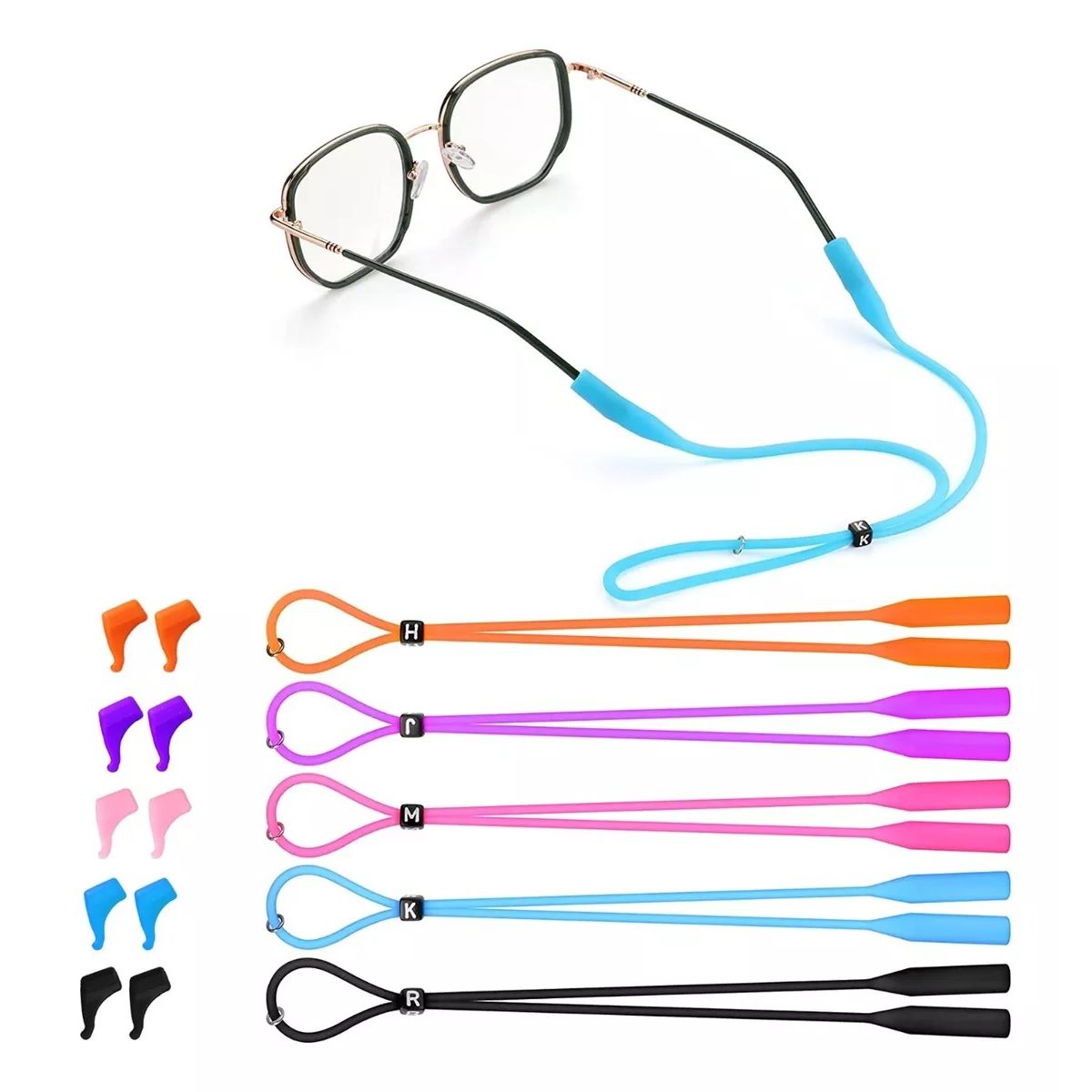 GENERICO - 5pc Straps Sujetador Lentes Silicona Ajustable Gancho Antica