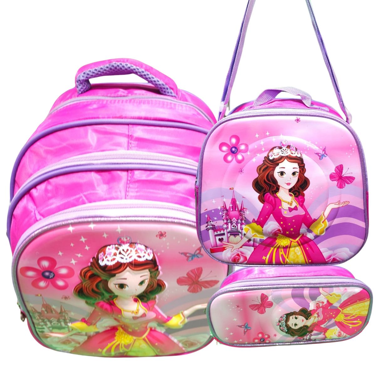 GENERICO - Set De Mochila 3D  Lonchera  Estuche con relieve