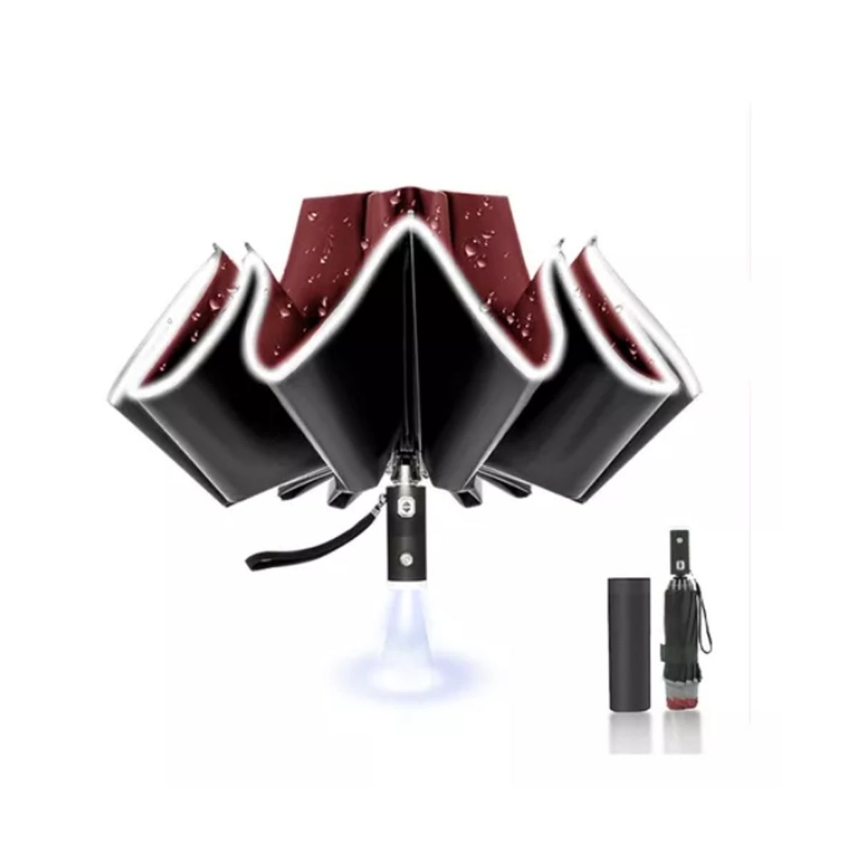 GENERICO - Paraguas Plegable Automático Inverso Sombrilla Anti Uv Led