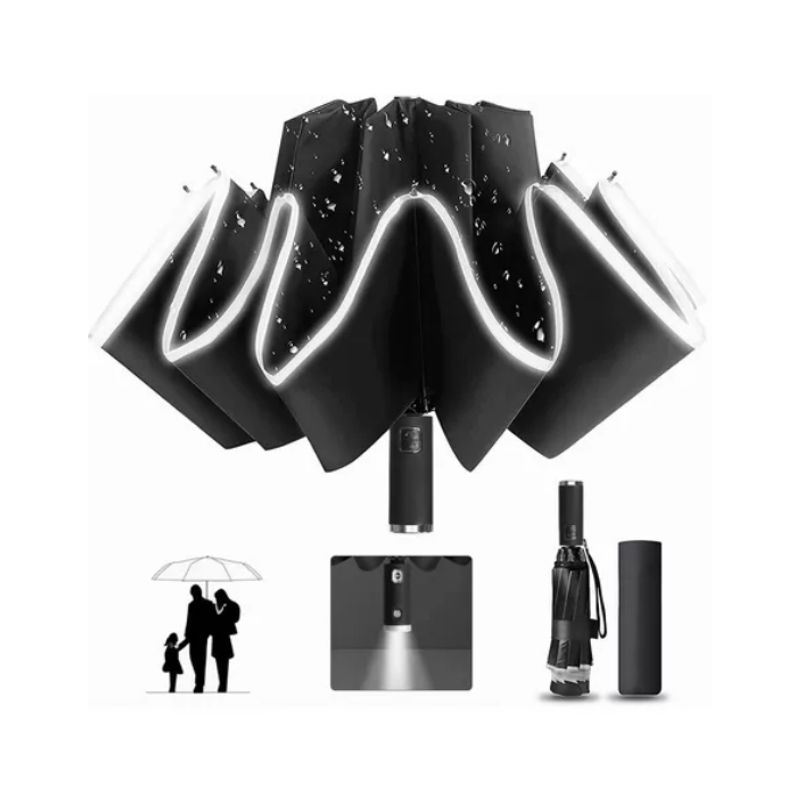 GENERICO - Paraguas Plegable Automático Inverso Sombrilla Anti Uv Led