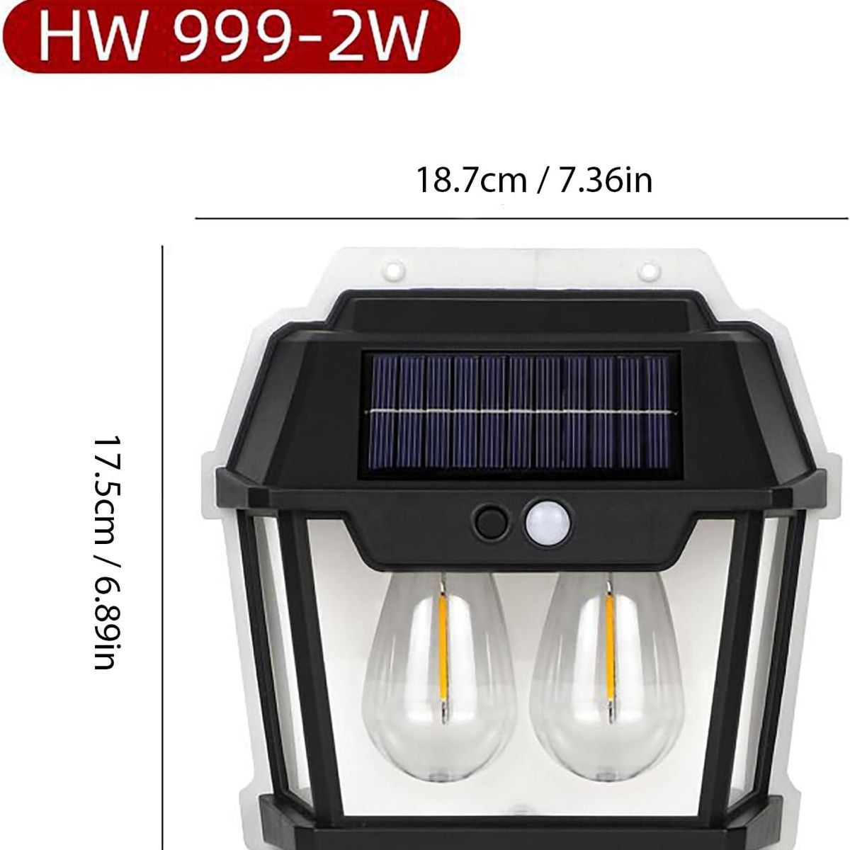 GENERICO - Farol Aplique Led Solar 2 Ampolletas Impermeable Ip65