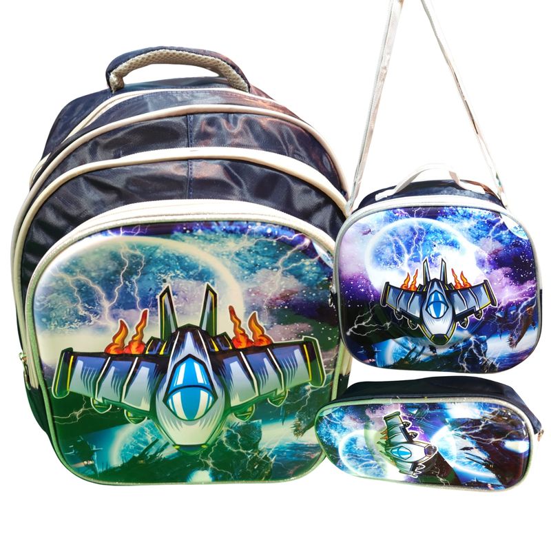 GENERICO - Set De Mochila 3D  Lonchera  Estuche con relieve