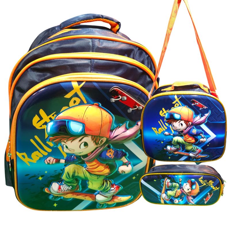 GENERICO - Set De Mochila 3D  Lonchera  Estuche con relieve