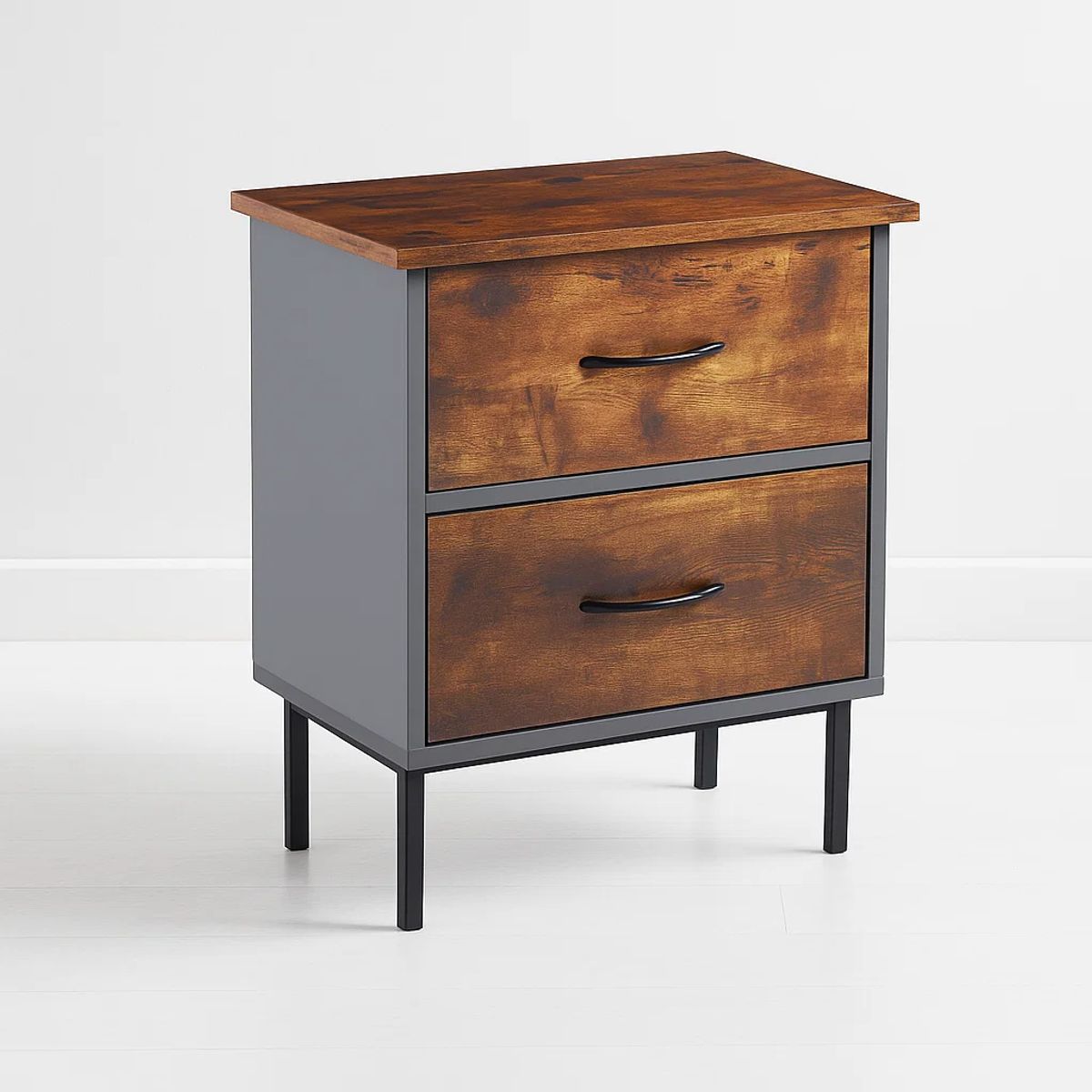 KLIK - Velador Dos Cajones Metal Rústico