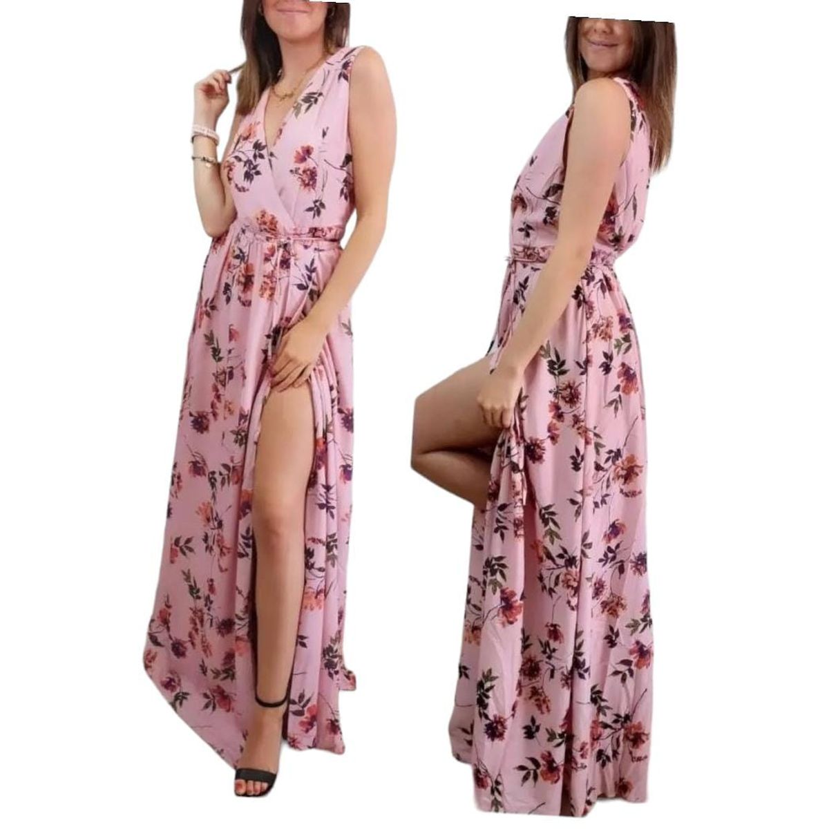 LUNA - Vestido Largo Maxi De Fiesta Y Gala Multiuso Mujer Floreado 2260