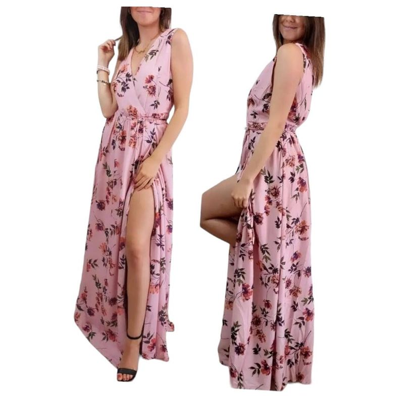 LUNA - Vestido Largo Maxi De Fiesta Y Gala Multiuso Mujer Floreado 2260