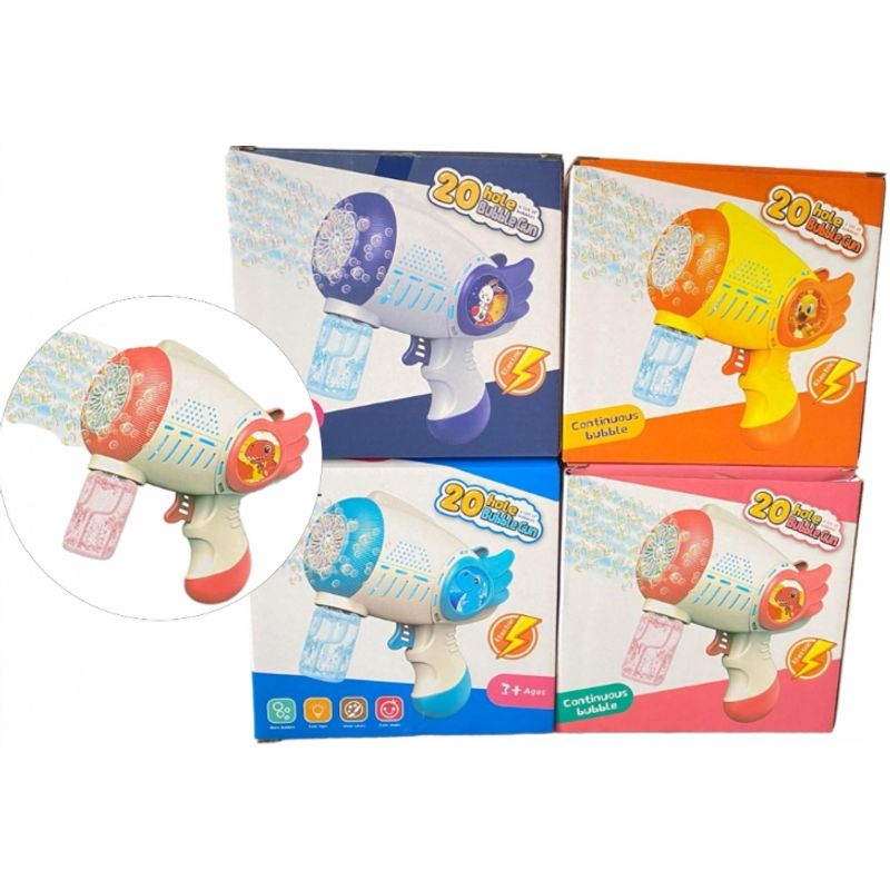 GENERICO - Pistola De Burbujas Diseño Dinosaurio Color Blanco - Azul