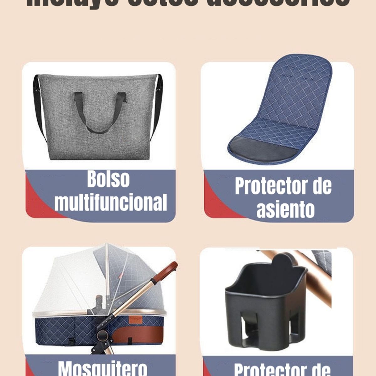 LUBABYCAS - Coche Travel System Con Accesorios Musso Gris LuBabycas