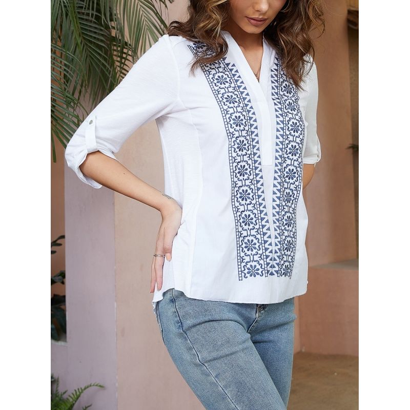MOSS ROSE - Camiseta con estampado floral para mujer blanca