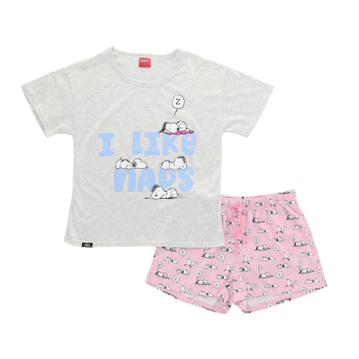 SNOOPY - Pijama Mujer Naps Pink Gris Snoopy