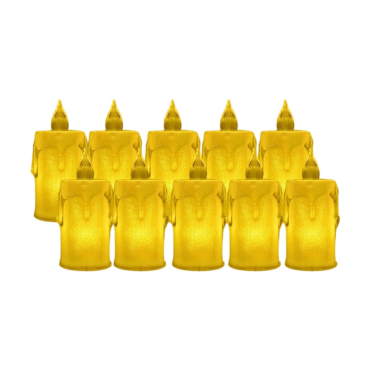 GENERICO - Pack X10 Velas Con Luz Cálida Clásica Decorativa 4 X 9 Cm