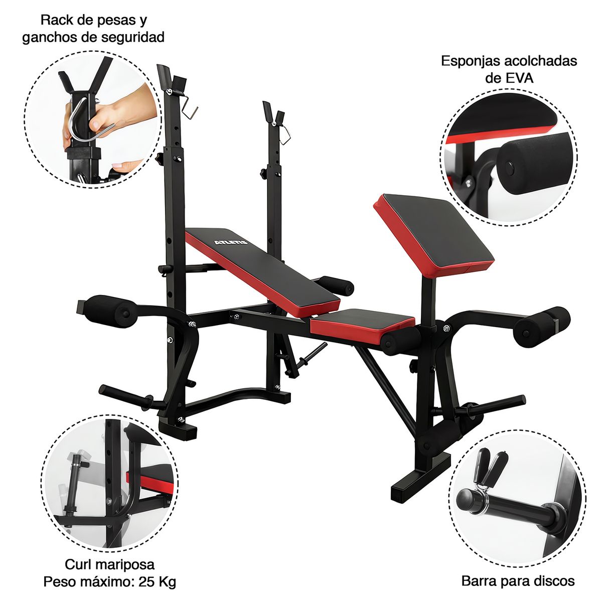 ATLETIS - Press Banca Atletis T4000 Multifunción Negro