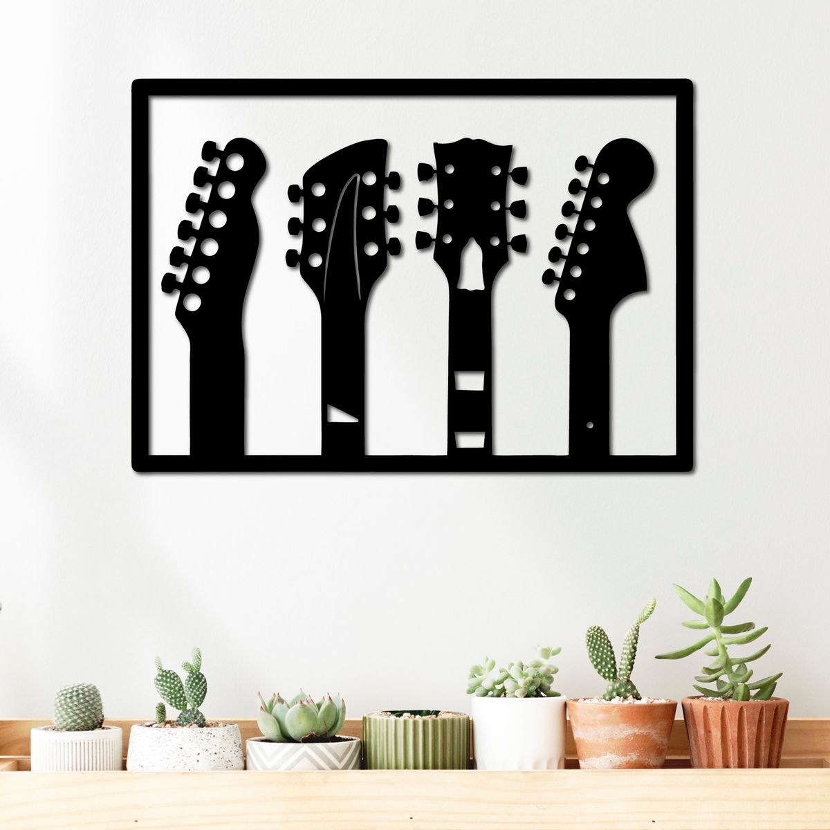 ELAB PROPIA - Cuadro Decorativo 4 Guitarras - Madera Fun Republic