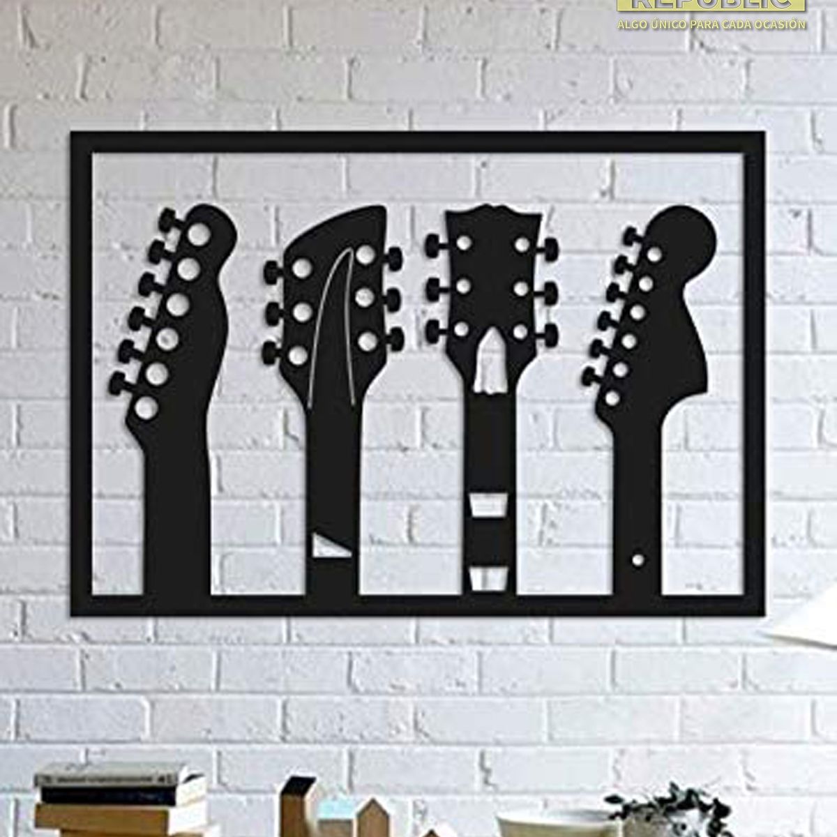 ELAB PROPIA - Cuadro Decorativo 4 Guitarras - Madera Fun Republic