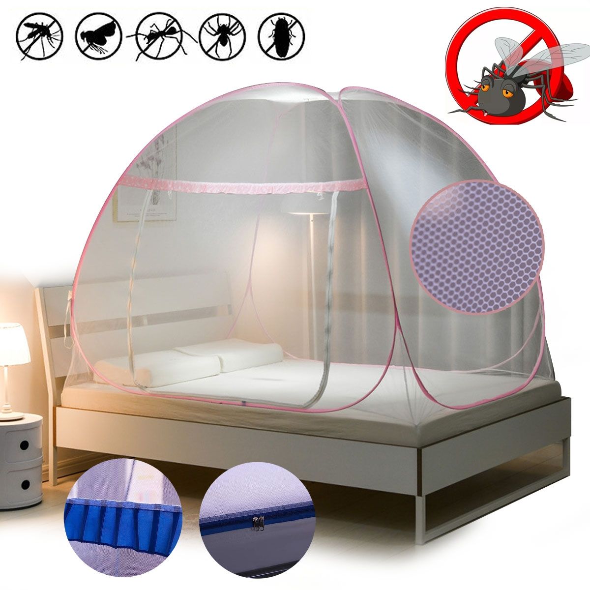 EDWINAYY - Malla Mosquitera Cerrada Para Plegable Antiinsectos Portatil