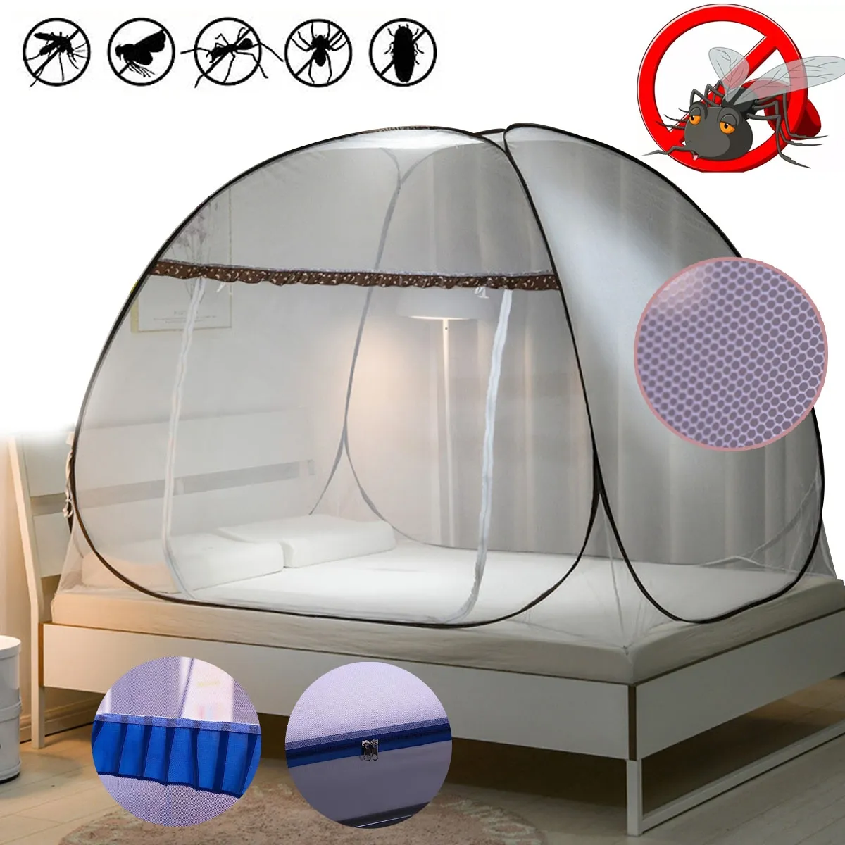 EDWINAYY - Malla Mosquitera Cerrada Para Plegable Antiinsectos Portatil