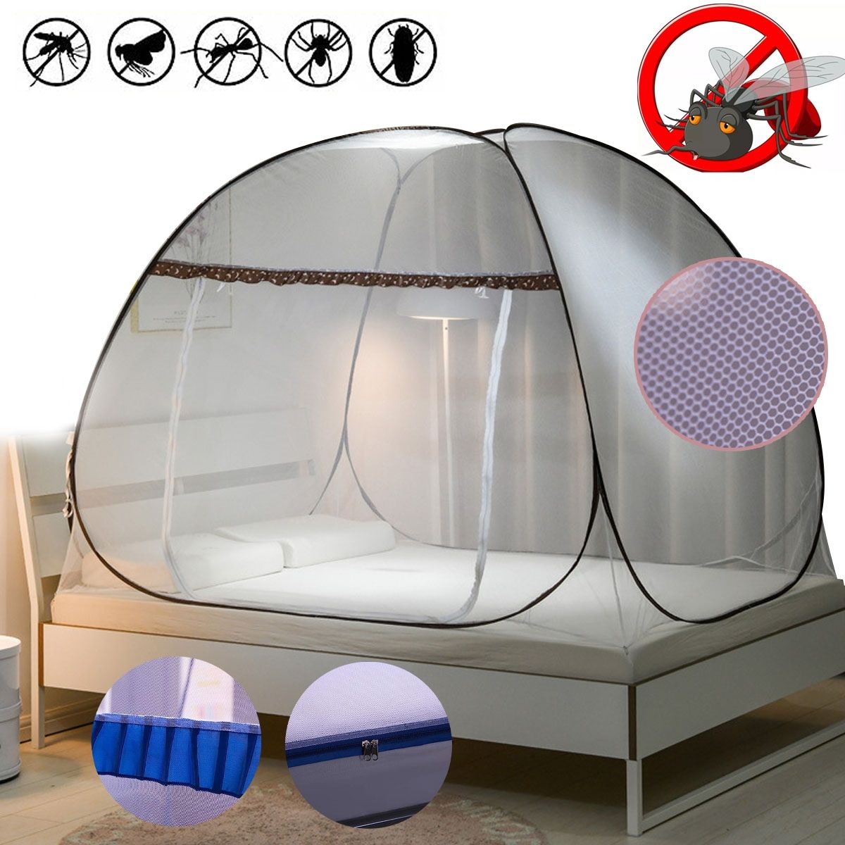 EDWINAYY - Malla Mosquitera Cerrada Para Plegable Antiinsectos Portatil