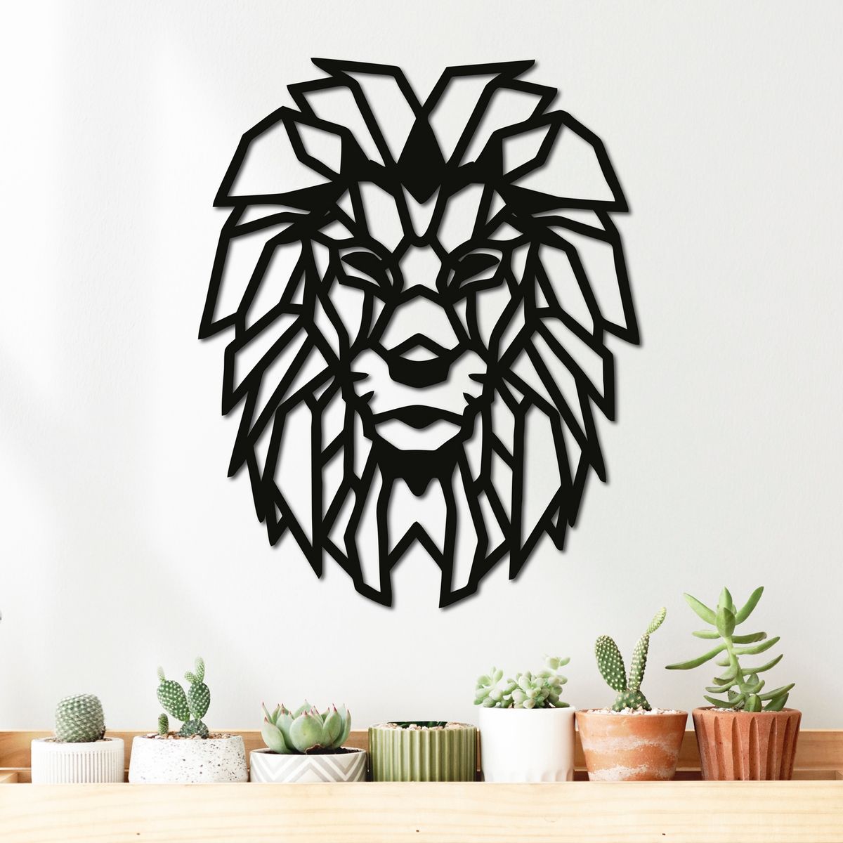 ELAB PROPIA - Cuadro Decorativo Leon Geometrico 50x40cm - Madera Fun Republic