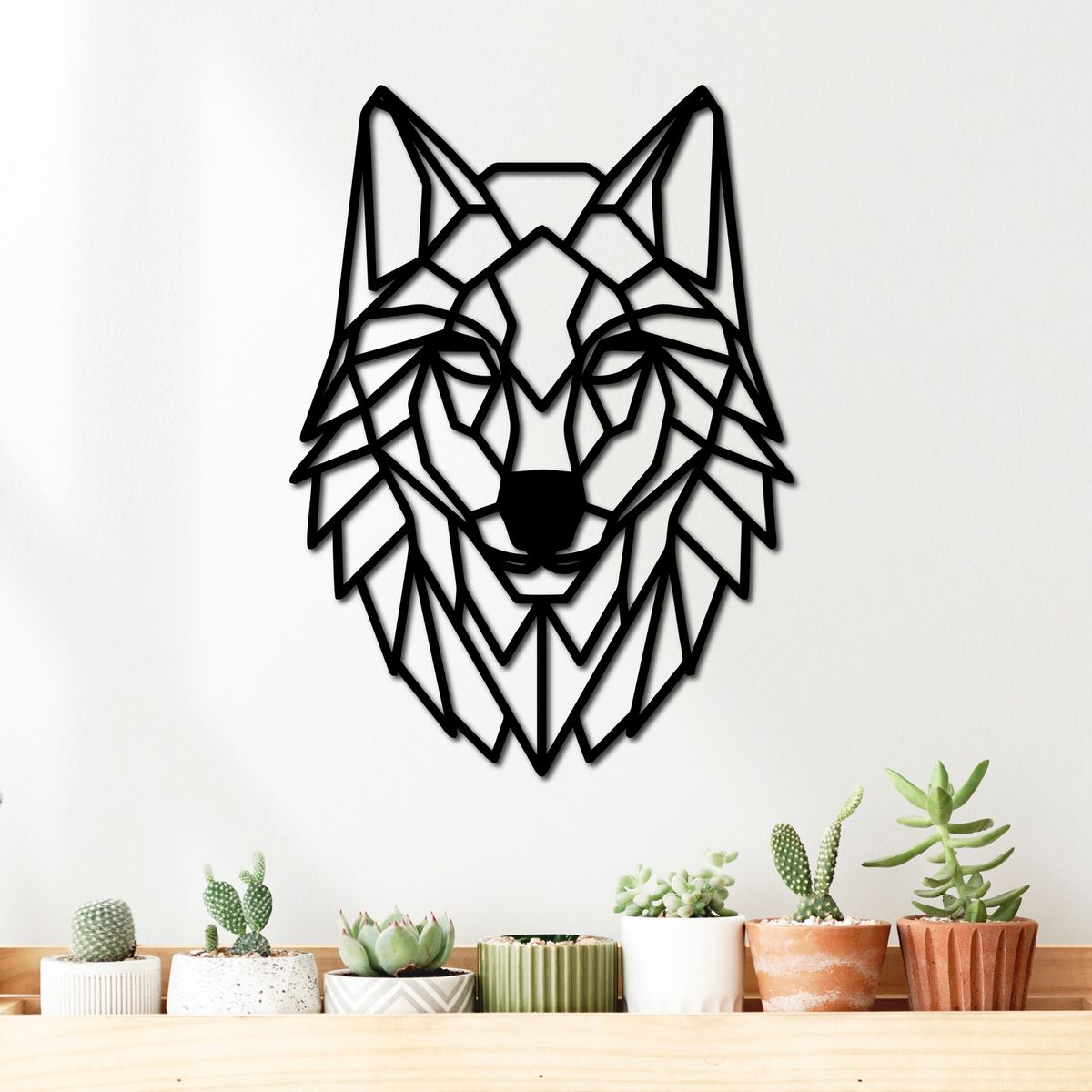 ELAB PROPIA - Cuadro Decorativo Lobo Geometrico 57x42cm - Madera Fun Republic