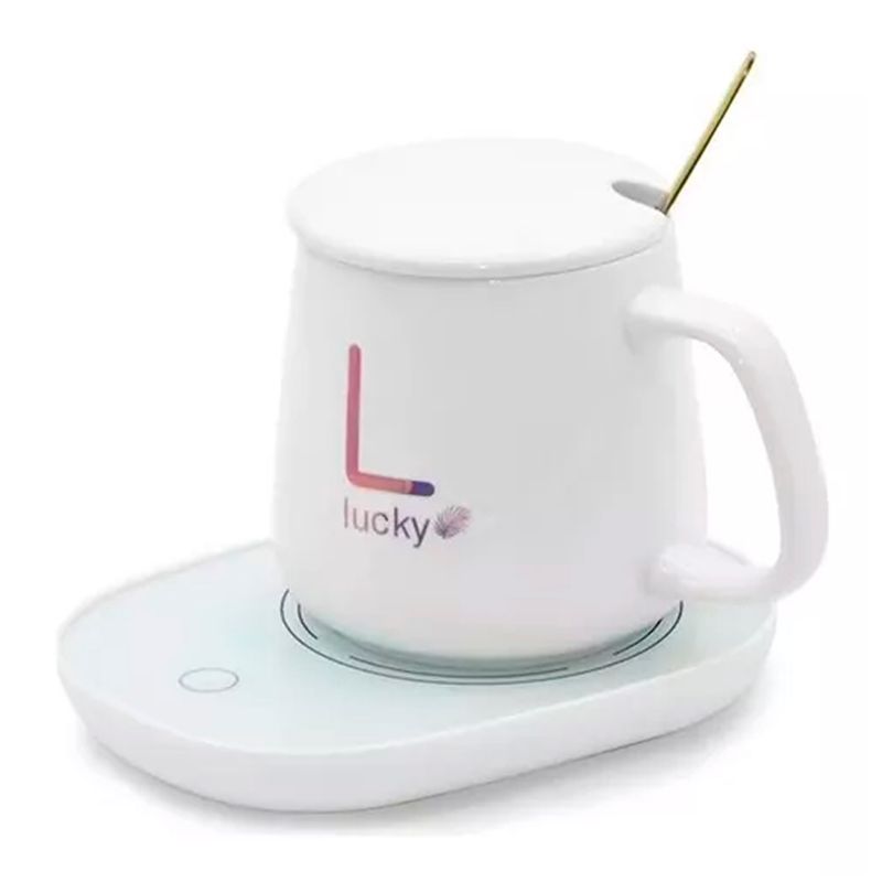 ESHOPANGIE - Taza Con Calentador Eléctrico Para Café Té Leche usb Blanco
