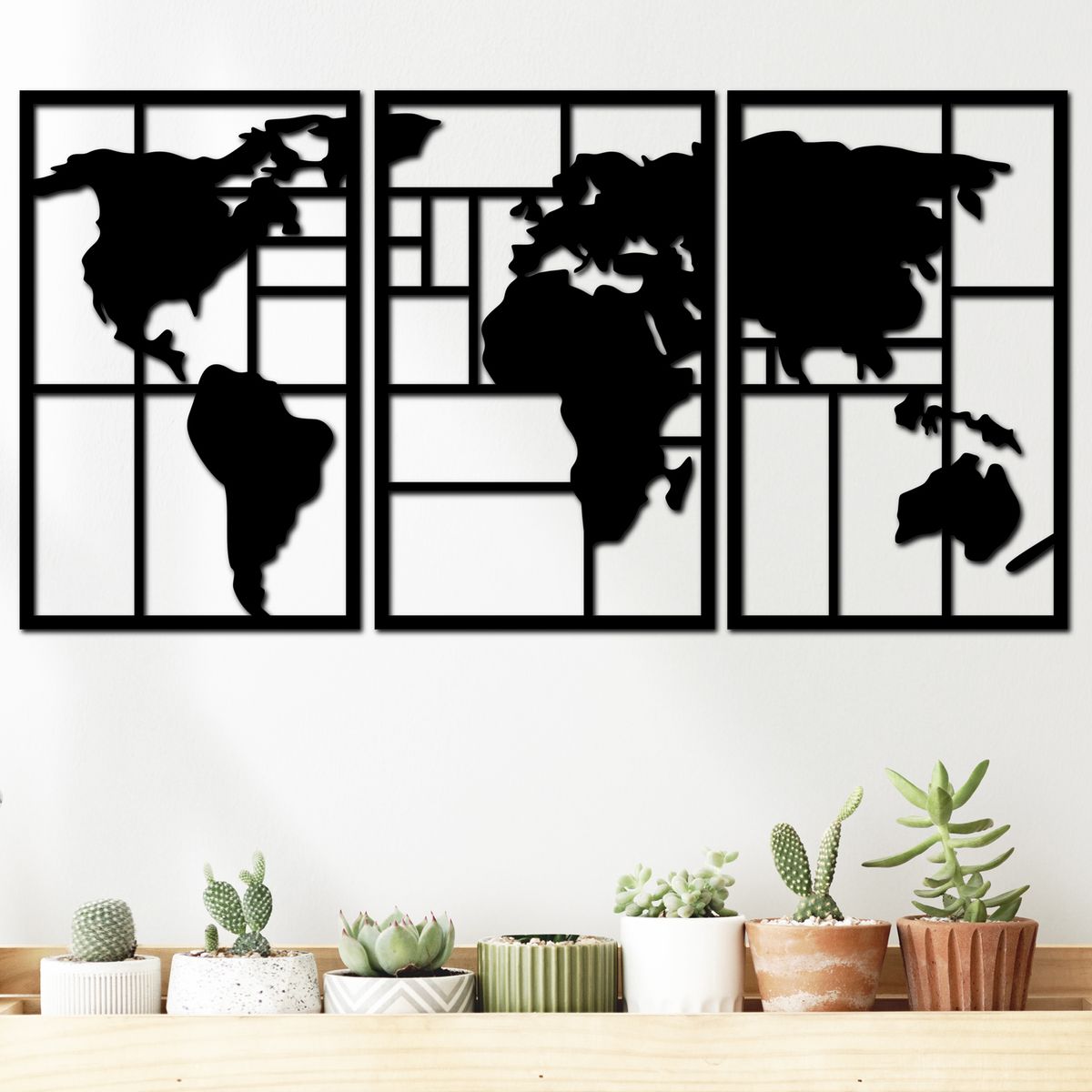 ELAB PROPIA - Set 3 Cuadros Decorativos Mapamundi 60 cm x 38 cm c.u. - Fun Republic