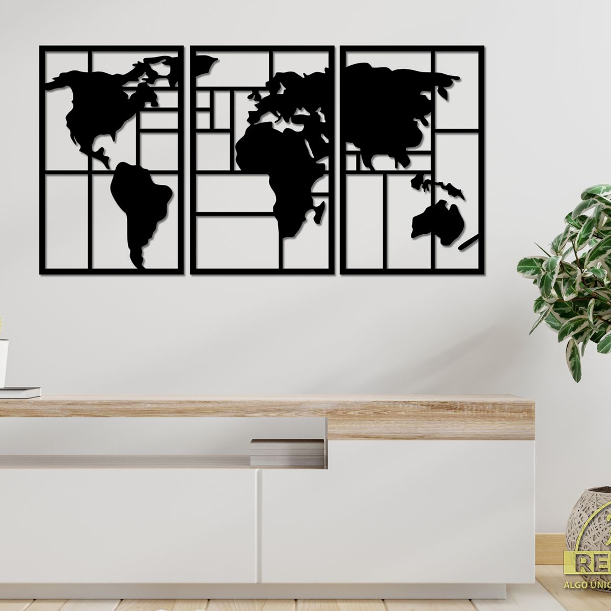 ELAB PROPIA - Set 3 Cuadros Decorativos Mapamundi 60 cm x 38 cm c.u. - Fun Republic