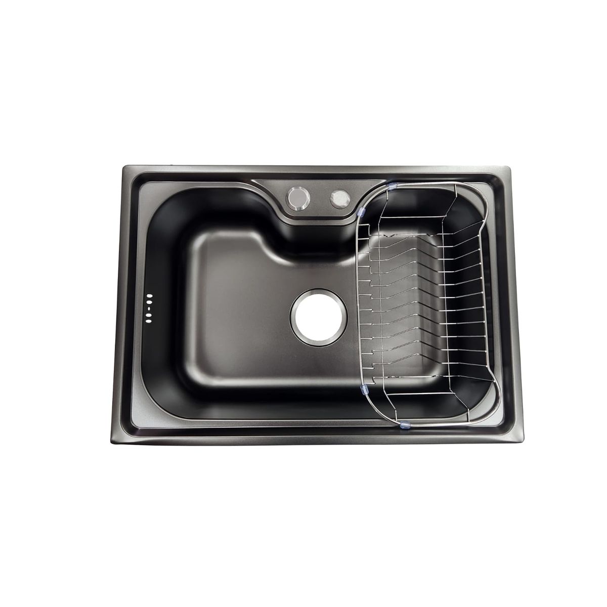 GENERICO - Lavaplatos acero inoxidable 60x42 sobre cubierta tipo riñon negro