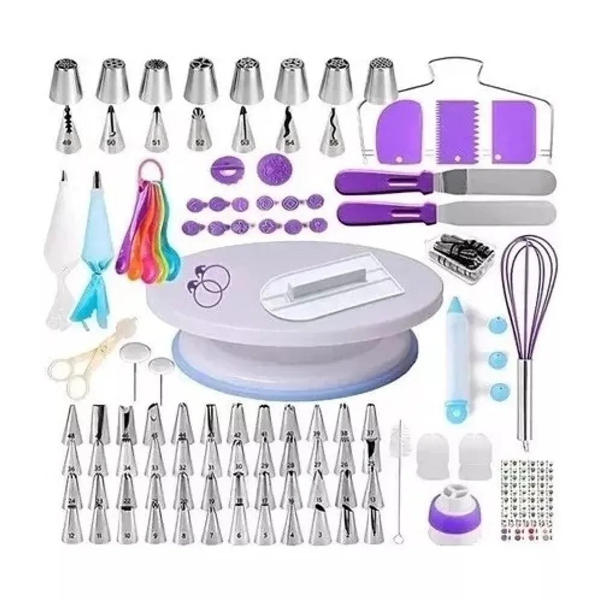 GENERICO - 137 Piezas Kit Decoración Reposteria Y Base Giratoria 360°