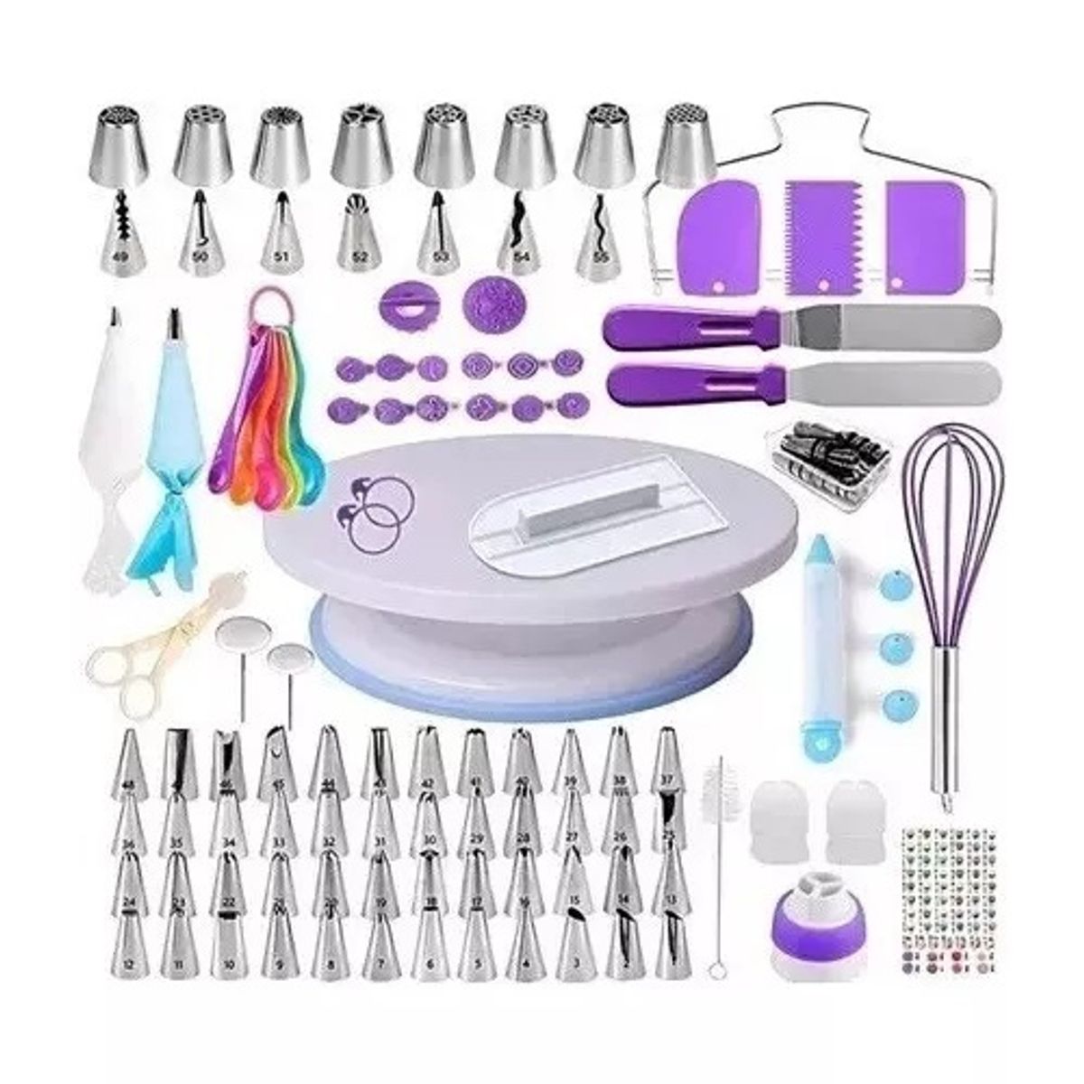 GENERICO - 137 Piezas Kit Decoración Reposteria Y Base Giratoria 360°