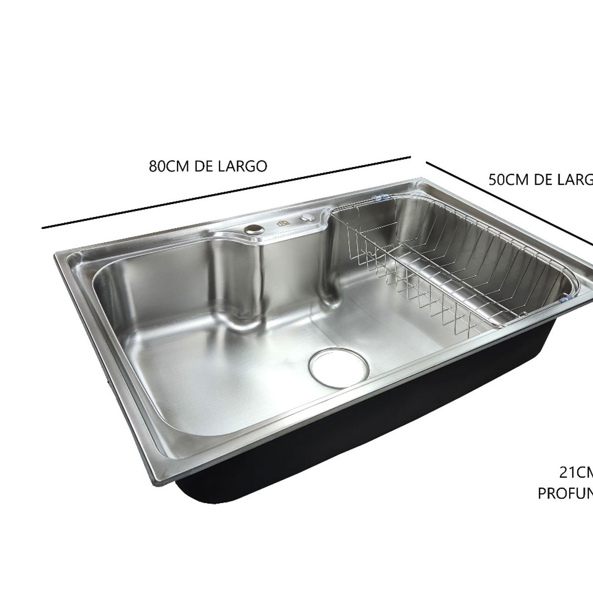 GENERICO - Lavaplatos acero inoxidable 80x50 sobre cubierta tipo riñon