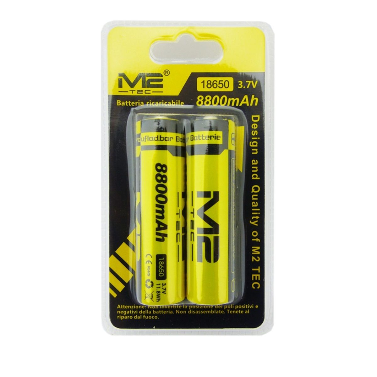 GENERICO - Pack 2 Batería M2-Tec 18650 Recargable 3.7 V 8800mah