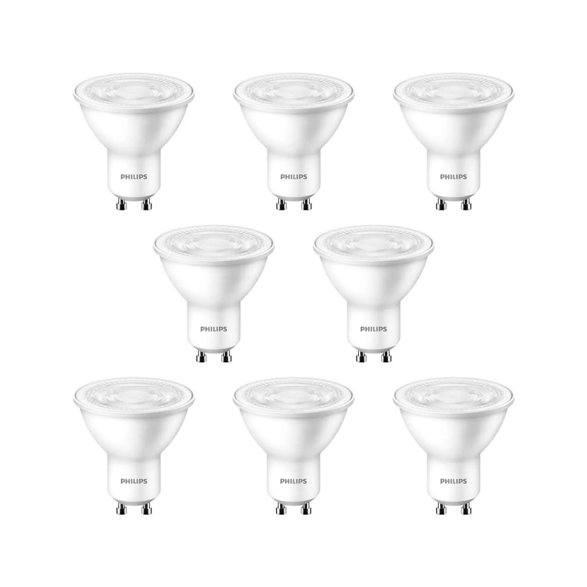 PHILIPS - KIT 8 AMPOLLETAS GU10 PHILIPS 3.8W LUZ CÁLIDA B