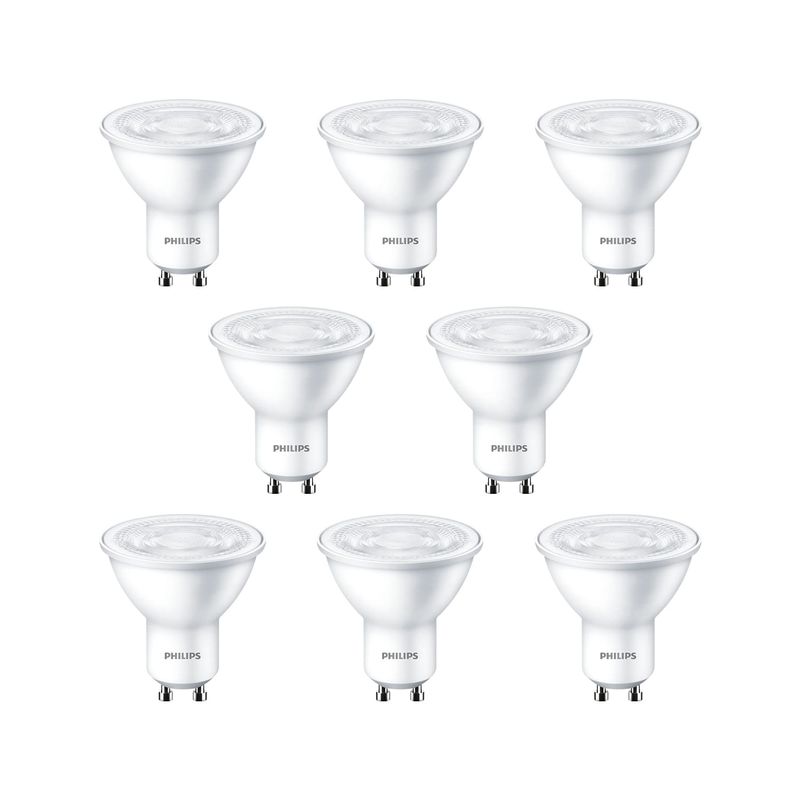 PHILIPS - KIT 8 AMPOLLETAS GU10 PHILIPS 3.8W LUZ CÁLIDA B