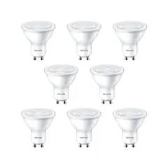 PHILIPS - KIT 8 AMPOLLETAS GU10 3.8W LUZ CÁLIDA B
