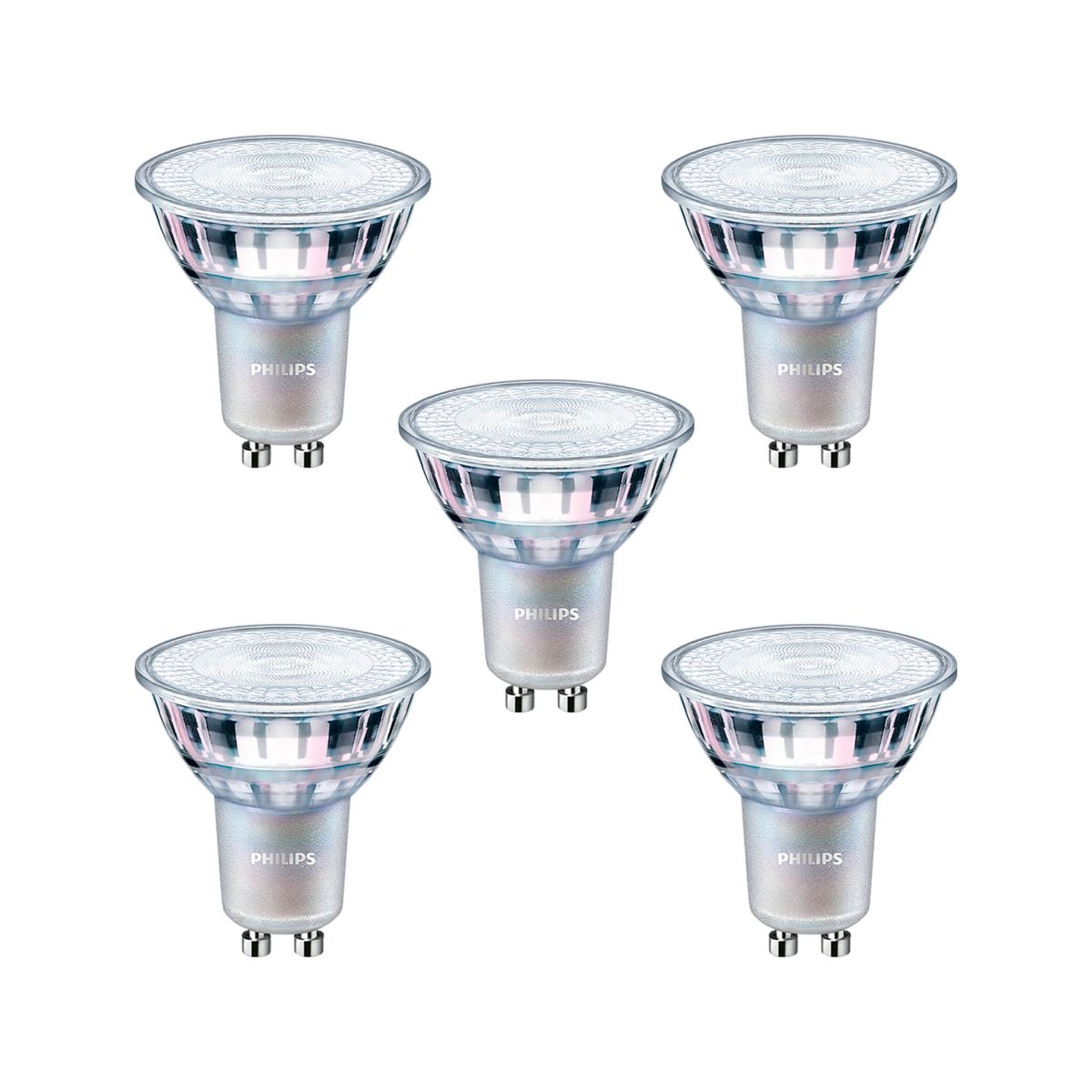 PHILIPS - KIT 5 AMPOLLETAS GU10 PHILIPS 5W LUZ CÁLIDA GRIS