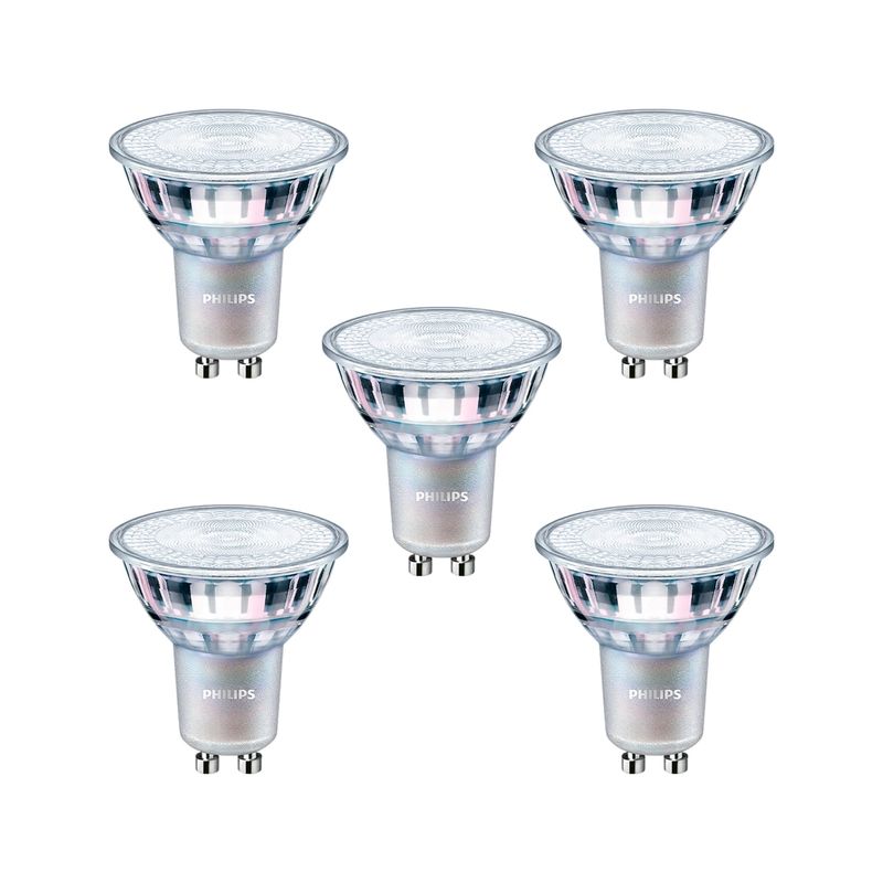 PHILIPS - KIT 5 AMPOLLETAS GU10 PHILIPS 5W LUZ CÁLIDA GRIS