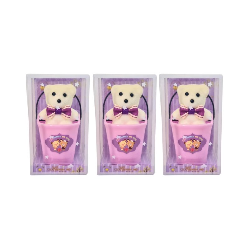 GENERICO - Pack X3 Mini Peluche Forma De Oso Polar En Canasta Colores