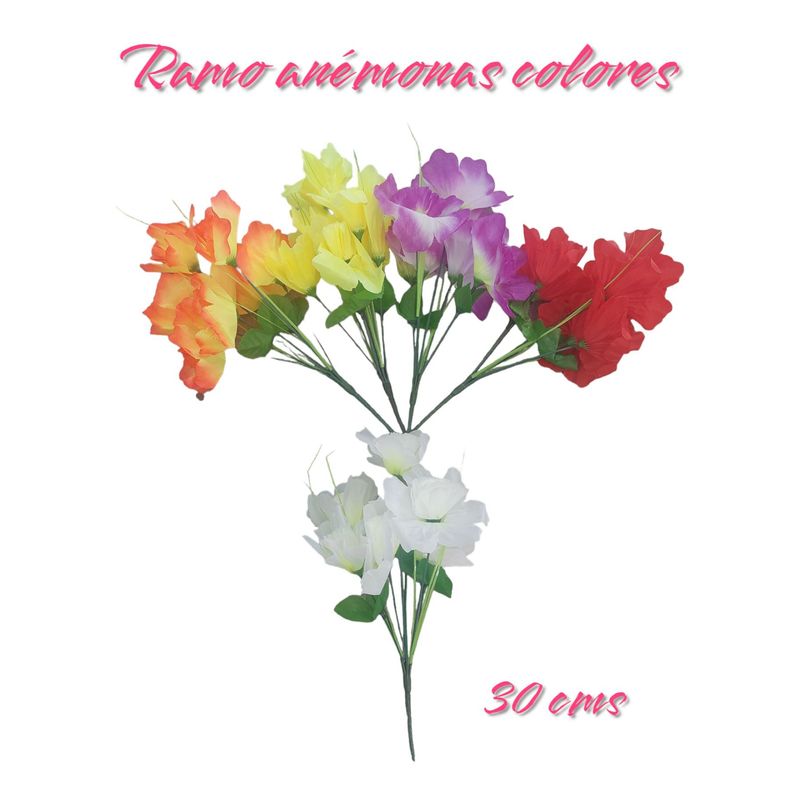 UNIVERSAL - RAMO ANEMONAS COLORES 30 CMS