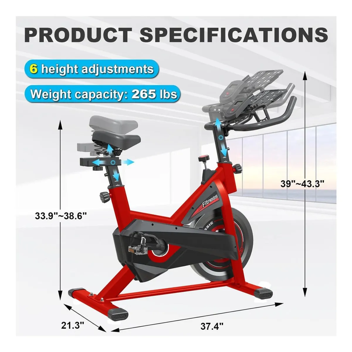 YEP S - Bicicleta De Spinning Deluxe Red  Extra Confort - Rojo