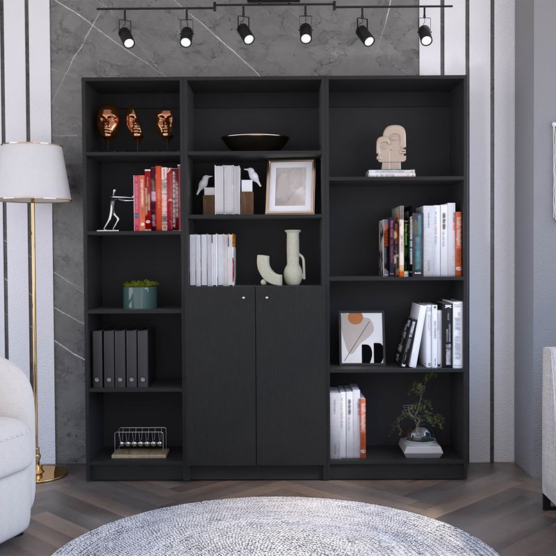 FMFURNITURE - Set Estante 45Cm + Estante 2 P + Estante 4 Repisas Fm-008N Negro